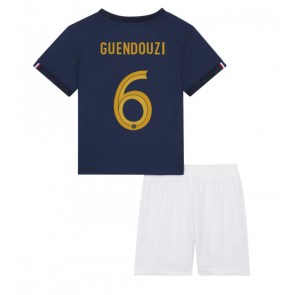 Frankrike Matteo Guendouzi #6 Hemmaställ Barn VM 2022 Kortärmad (+ Korta byxor)